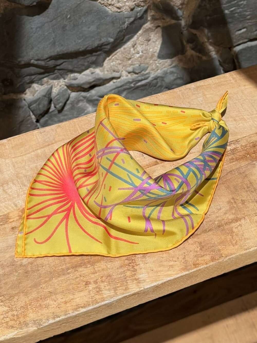 Hermès Yellow Multicolour Pluie D'étincelles 45 Square Silk Scarf